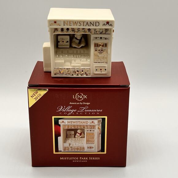 Lenox Newstand Mistletoe Park Village Treasures w/Box 2010 Christmas Village - Picture 1 of 13